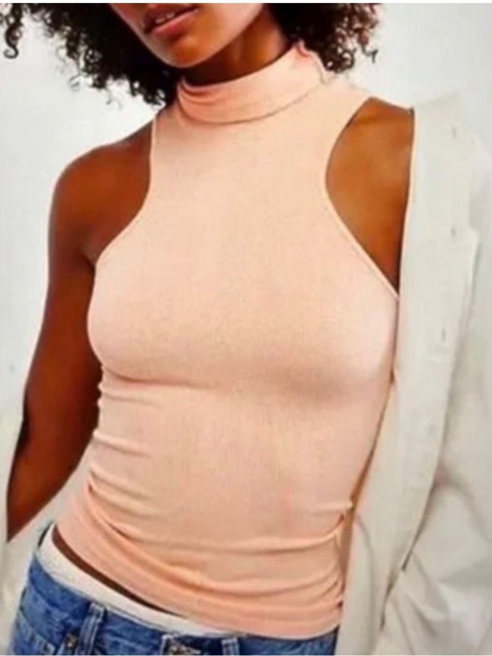 Free People Intimates Always Ready Seamless Mock Neck Tank Top in Coral!
